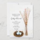 Bird Nest Eggs und Pussy Willows Probe Dinner Einladung (Vorderseite)