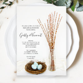 Bird Nest Eggs und Pussy Willows Probe Dinner Einladung