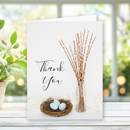 Bird Nest Eggs und Pussy Willows Wedding Vielen Da Dankeskarte