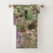 Bird Nest Floral Garden Blume Butterfly Art Badhandtuch Set (Insitu)