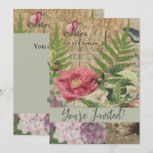 Bird Nest Floral Garden Blume Butterfly Art Einladung (Vorne/Hinten)