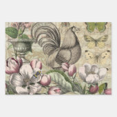 Bird Nest Floral Garden Blume Butterfly Art Geschenkpapier Set (Vorderseite 3)