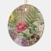 Bird Nest Floral Garden Blume Butterfly Art Keramik Ornament (Links)