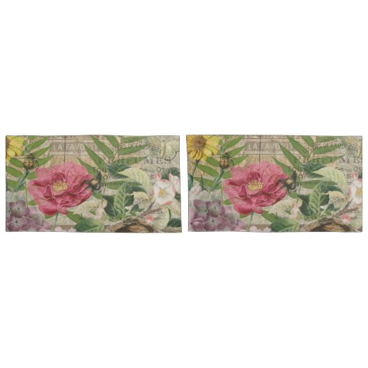 Bird Nest Floral Garden Blume Butterfly Art Kissenbezug (Rückseite-Set)