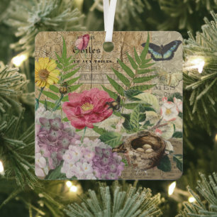 Bird Nest Floral Garden Blume Butterfly Art Ornament Aus Metall