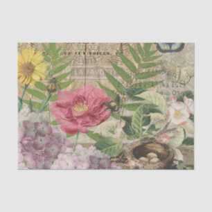 Bird Nest Floral Garden Blume Butterfly Art Seidenpapier