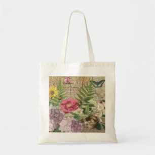 Bird Nest Floral Garden Blume Butterfly Art Tragetasche
