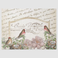 Bird Nest Gold Floral Carte Postale Französische S