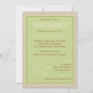 Bird Nest Green Baby Shower Einladung