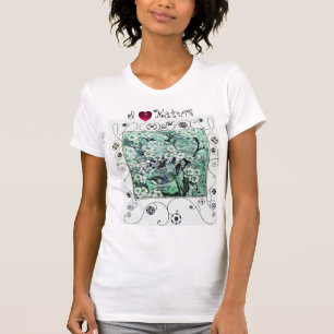 BIRD NEST, GRÜNE WEISSE FRÜHBLUMEN, I LIEBE NATU T-Shirt