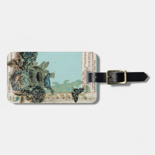 Bird Nest Imitate Vintag Collage Gepäckanhänger (Vorderseite horizontal)