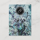 BIRD NEST, monogramm, blau, schwarz Visitenkarte (Rückseite)