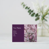 BIRD NEST, Monogramm, rosa, lila Visitenkarte (Stehend Vorderseite)