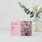 BIRD NEST, Monogramm, rosa, weiß Visitenkarte (Stehend Vorderseite)
