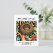 Bird Nest New Zuhause Moving Ankündigung Postkarte (Stehend Vorderseite)