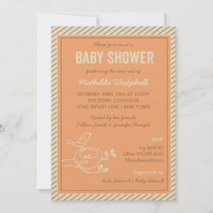 Bird Nest Orange Baby Shower Einladung