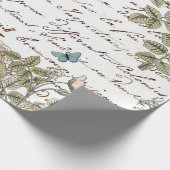 Bird Nest Pink Rose Butterfly Gold-Script Geschenkpapier (Ecke)
