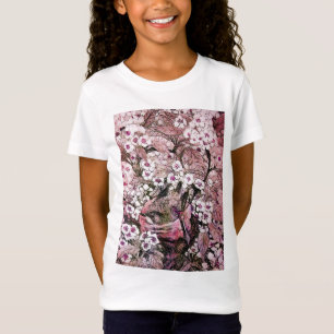 BIRD NEST, PINK WEISSE FRÜHBLUMEN UND BAUM T-Shirt
