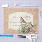 Bird Nest Red Floral Carte Postale Französische Sc Seidenpapier (Handwerk)