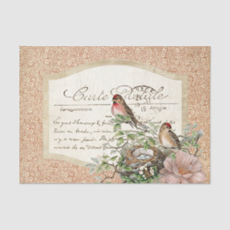 Bird Nest Red Floral Carte Postale Französische Sc Seidenpapier