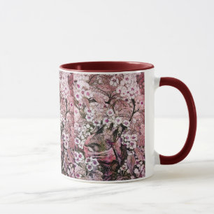 BIRD NEST, ROTE WEISSE PINKSPRINGBLUMEN TASSE