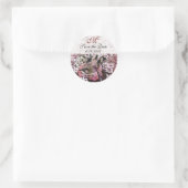 BIRD NEST Save the Date Monogramm, Weißrosa rot Runder Aufkleber (Tasche)
