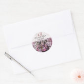 BIRD NEST,SPRING-BLUMEN Rosa Rett Date Monogram Runder Aufkleber (Umschlag)
