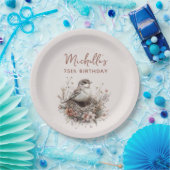 Bird Nest Terracotta Pink 75. Geburtstag Pappteller (Party)