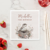 Bird Nest Terracotta Pink 75. Geburtstag Serviette (Beispiel)