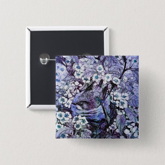 BIRD NEST, weiß blau Button (Vorne & Hinten)