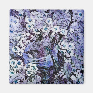 BIRD NEST, weiß blau Magnet