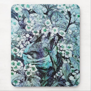 BIRD NEST, weiß blau Mousepad