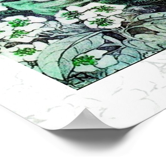 BIRD NEST, weiß grün Poster (Ecke)