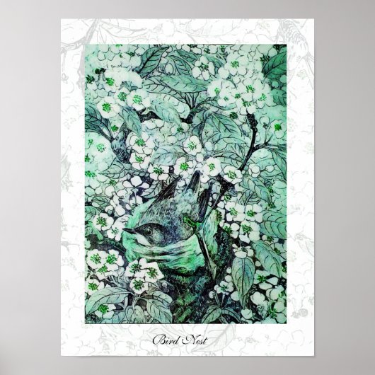 BIRD NEST, weiß grün Poster (Vorne)
