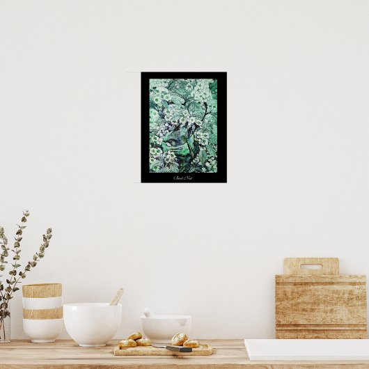 BIRD NEST, weiß grün, schwarz Poster (Küche)
