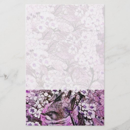 BIRD NEST, weiß rosa Briefpapier (Vorderseite)