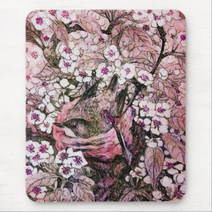 BIRD NEST, weiß rosa Mousepad