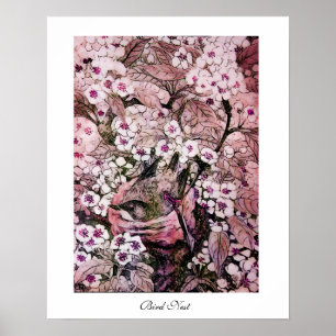 BIRD NEST, weiß rosa Poster