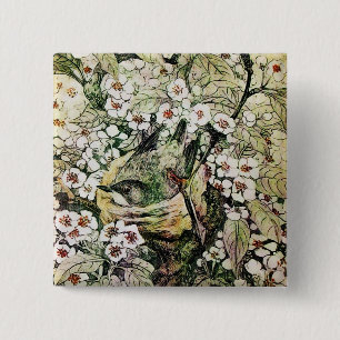 BIRD NEST, weißbraun, gelb Button