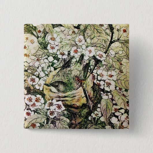 BIRD NEST, weißbraun, gelb Button (Vorderseite)