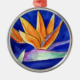 Bird of Paradise Blume Artwork Pendant zur Ornamen Silbernes Ornament
