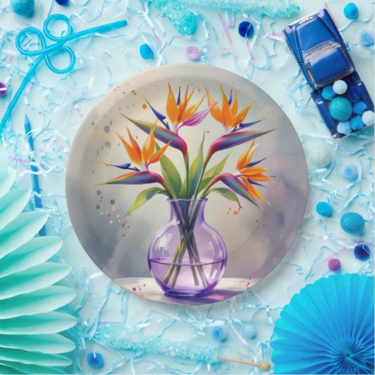 Bird of Paradise Blume Bouquet im Wasser Pappteller (Party)