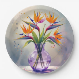 Bird of Paradise Blume Bouquet im Wasser Pappteller
