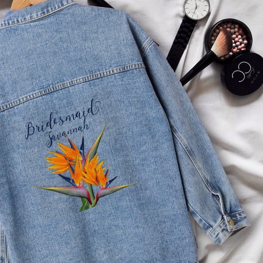 Bird of Paradise Blume Bridesmaid Name Jeansjacke