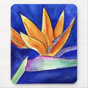 Bird of Paradise Blume Kunstwerk Malerei Mousepad