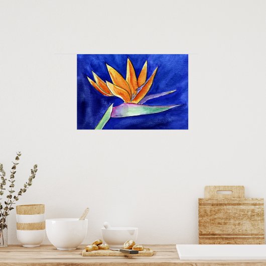 Bird of Paradise Blume Malerei Art Poster Prints (Küche)