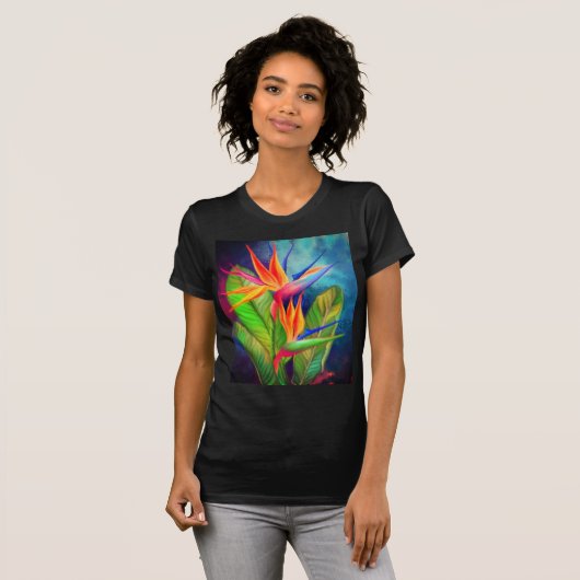 Bird of Paradise Blume - Migned Art Malerei T-Shirt (Vorne ganz)