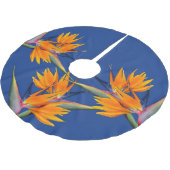 Bird of Paradise Blume Navy Blue Tree Skirt Polyester Weihnachtsbaumdecke (Schrägansicht)