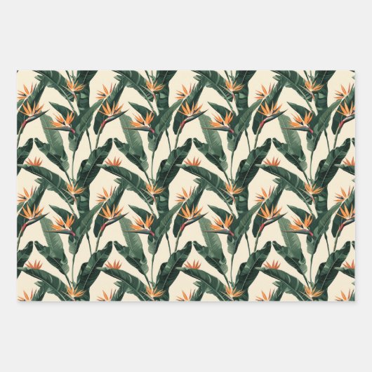 Bird of Paradise Botanical Pattern Decoupage Geschenkpapier Set (Vorderseite 3)