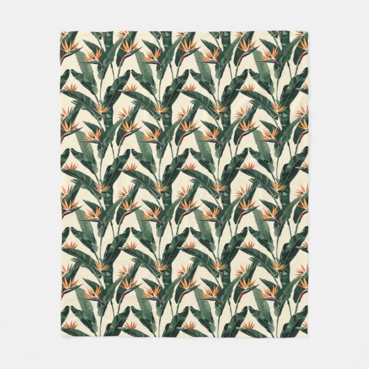 Bird of Paradise Botanical Pattern Fleecedecke (Vorderseite)